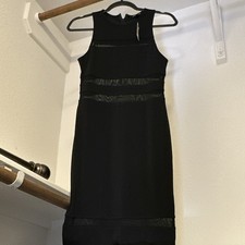 NWT Express Black Mesh Sheath Dress XS - Sleeveless Cocktail Party Mesh Accents 