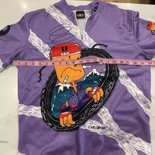 Y2K Louis Garneau Cycling Jersey L Purple Unisex Cartoon Graphic 3 Pocket