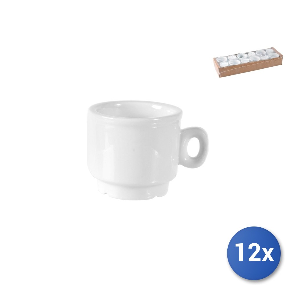 12x Ischia White Porcelain Coffee Cups Cc60, Without Saucers