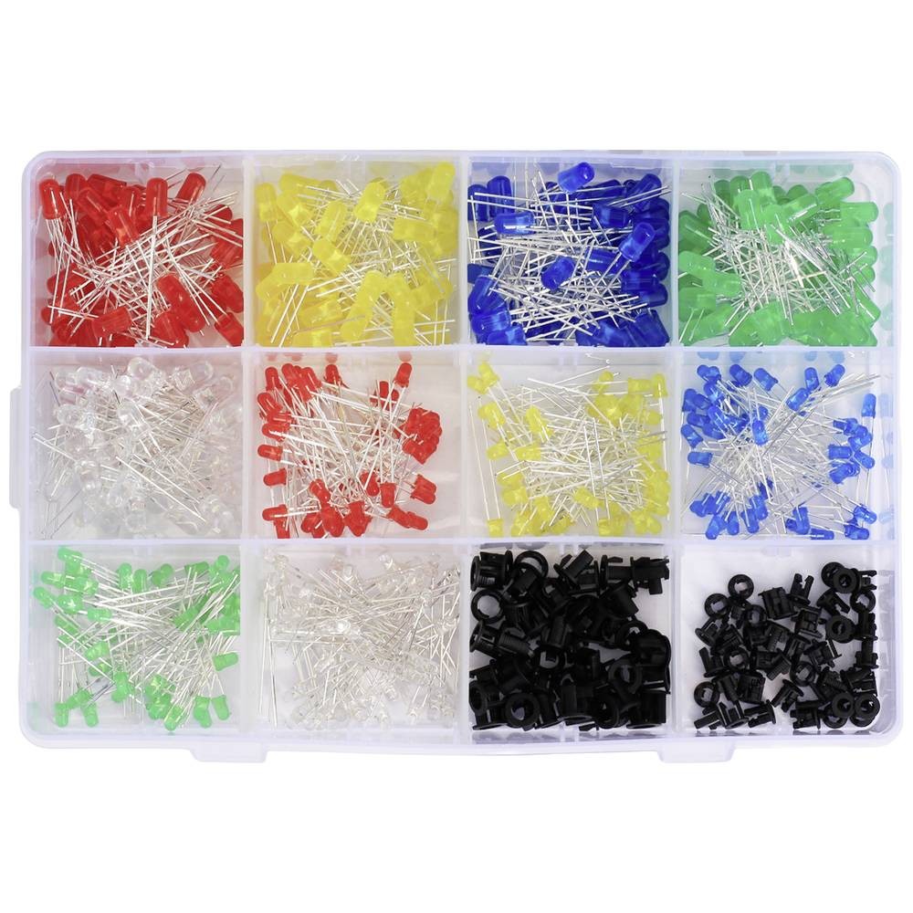 Assortiment de 150 LEDs TRU COMPONENTS T23O126 5 couleurs 3mm pour circuits