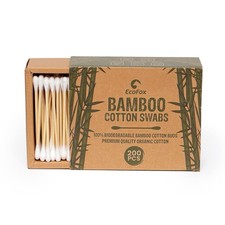 Bamboo Cotton Swabs 200 Count Eco-Friendly  Pure Cotton Buds Double Tipped