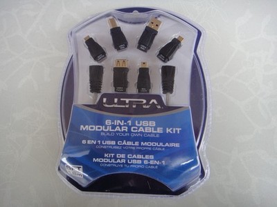 New Ultra 6-in-1 USB Adapter Kit  6FT Cable 6 Interchangable Tips