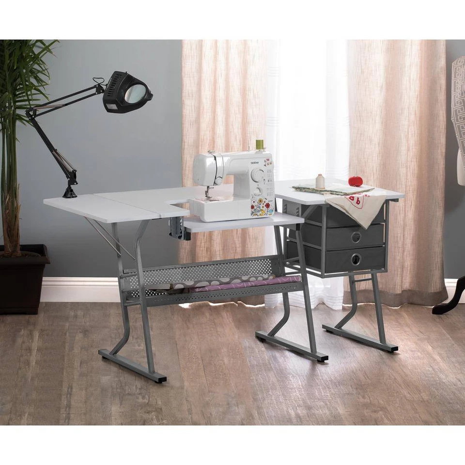 Ultra 60,25 pulgadas W X 23,75 pulgadas Mesa de costura artesanal D PB Eclipse con 3 cajones de almacenamiento Foto 4 de 4