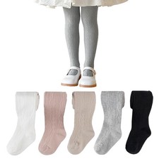 5 Pack Baby Girls Cable Knit Cotton Tights Winter Warm Seamless Footed Leggin...