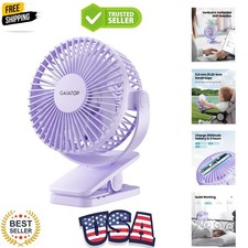 Portable Clip on Fan Battery Operated, Small Powerful 3 Speed Quiet 360  Rota...