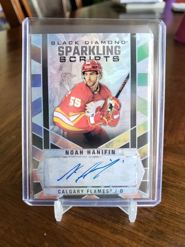 2022-23 Upper Deck Black Diamond Noah Hanifin Sparkling Scripts Autograph Flames