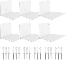 Floating Bookshelf, Floating Book Shelves for Wall, 6 Pack, White, 0092