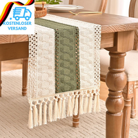 TischläUfer GrüN Herbst Modern Boho Deko Table Runner Tischdecke HäKelspitze Tis