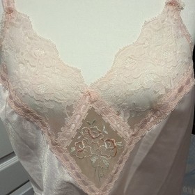 Vtg 80s NWT Delicates Pink Lace Trim 2-piece Babydoll Lingerie Set Size L READ