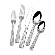 5108515 Checkered Frost Stainless Steel Flatware, 20-Piece Set, Service for 4