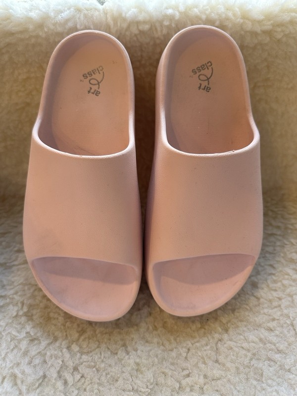 Art Class Kids' Edie Platform Slide Sandals Slip-On Size 4 Pink Girls Summer
