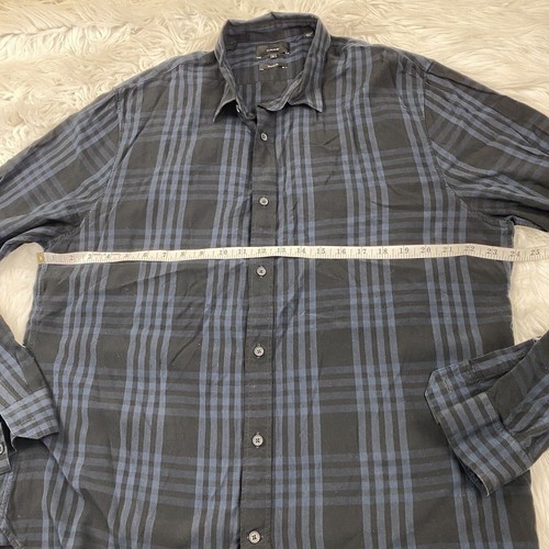Vince Men's Long Sleeve Plaid Shirt Size XL Black Classic Fit - Picture 10 of 24