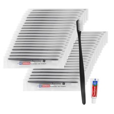Disposable Toothbrushes with Toothpaste Pack of 50,Black Individually Wrapped...