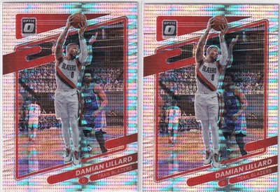 LOT (2) 2021-22 OPTIC PRIZMS PULSAR DAMIAN LILLARD PORTLAND TRAIL BLAZERS d3083