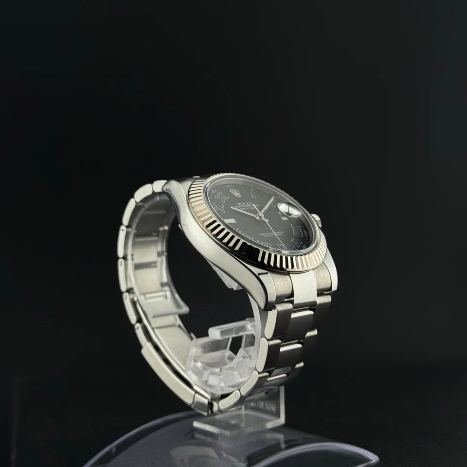 Rolex Datejust II Complete Black Roman 41mm 18k White Gold Fluted Oyster 116334 - Image 3 of 4