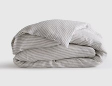 NWOT Quince King Cal King Linen Duvet Mist Stripe 2 Euro Shams 1 King Sham