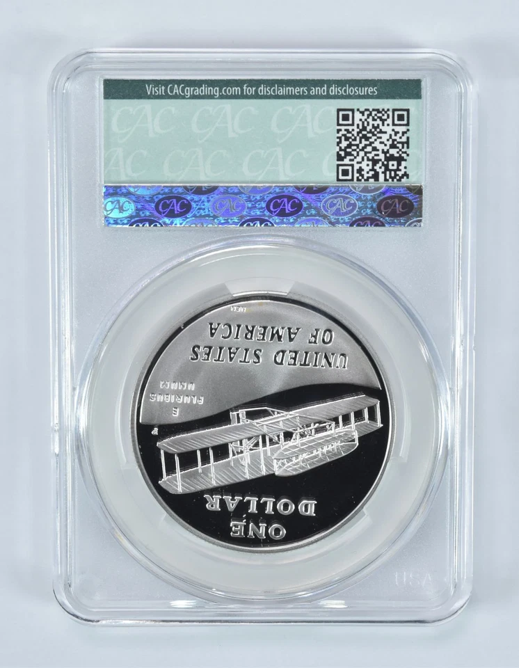 2003-P First Flight Commemorative Silver Dollar PR69 DCAM CAC CACg *0102 - Image 2 of 4