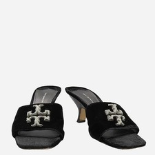 TORY BURCH 145421 Black Velvet Cubic Embellished Mule Slippers - 8size