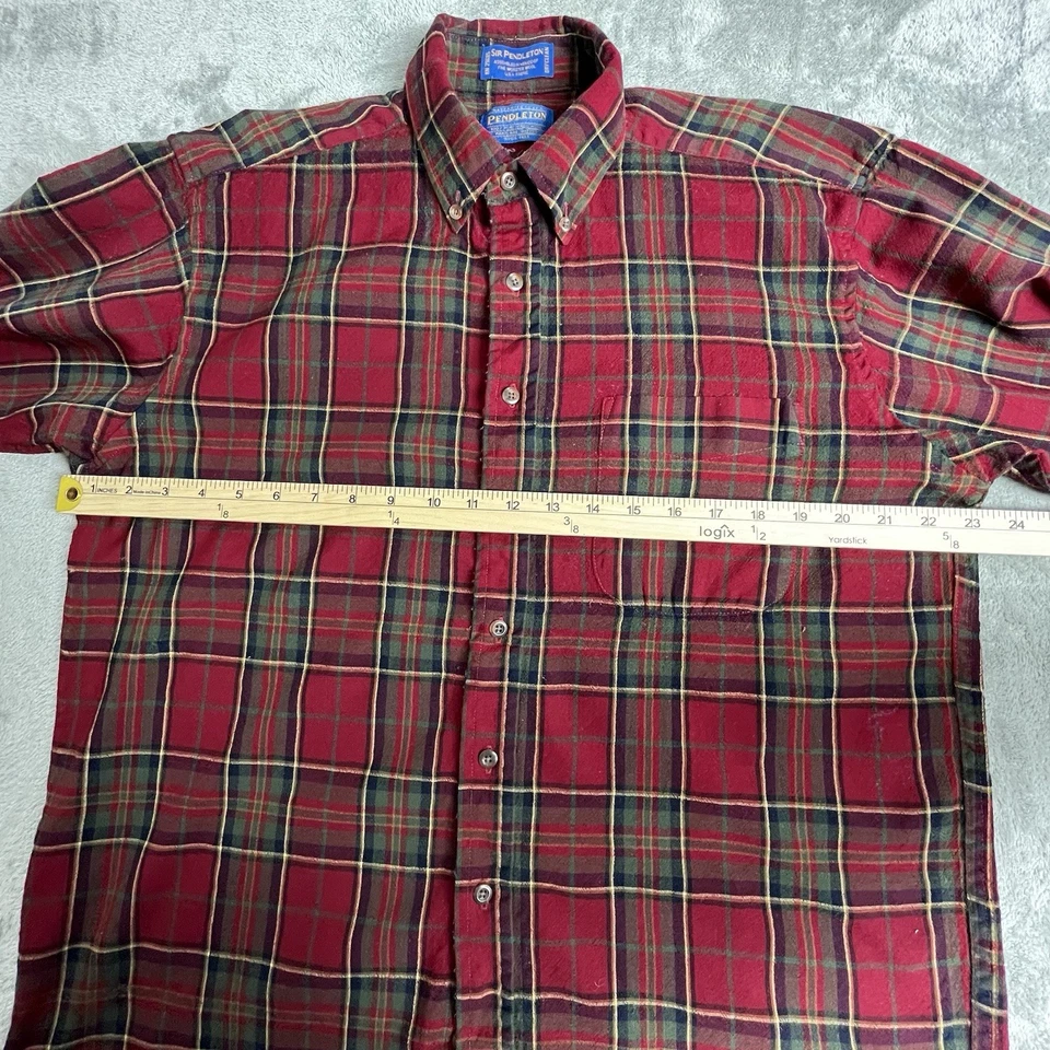 Vintage Pendleton Shirt Mens Large Blue Red Plaid Sir 100% Wool USA Made - Image 4 of 4