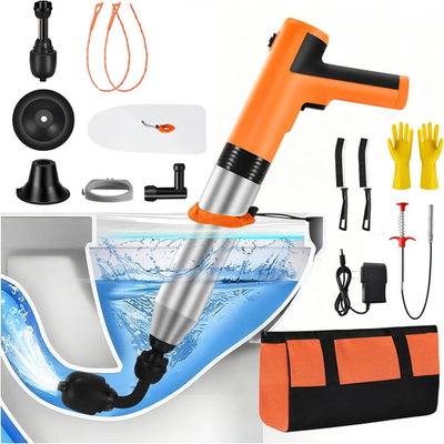 #ad Electric Toilet Plunger High Pressure Toilet Snake Drain Clog Remover Splash F $76.92