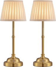 2-Pack Cordless Rechargeable LED Touch Table Lamps - Dimmable Bronze Finish