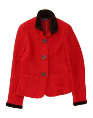 DARLING Womens 3 Button Blazer Jacket UK 18 XL Red Wool DI74