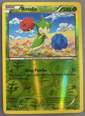 Roselia 8/106 Flashfire XY 2014 Pokémon TCG Reverse Holo Lightly Played English