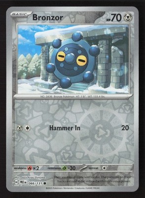 Bronzor Common SV: Prismatic Evolutions 066/131 NM Pokemon Card Reverse Holo