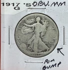 1917 S Obverse Mint Mark Obv MM Walking Liberty Silver Half Dollar 50C