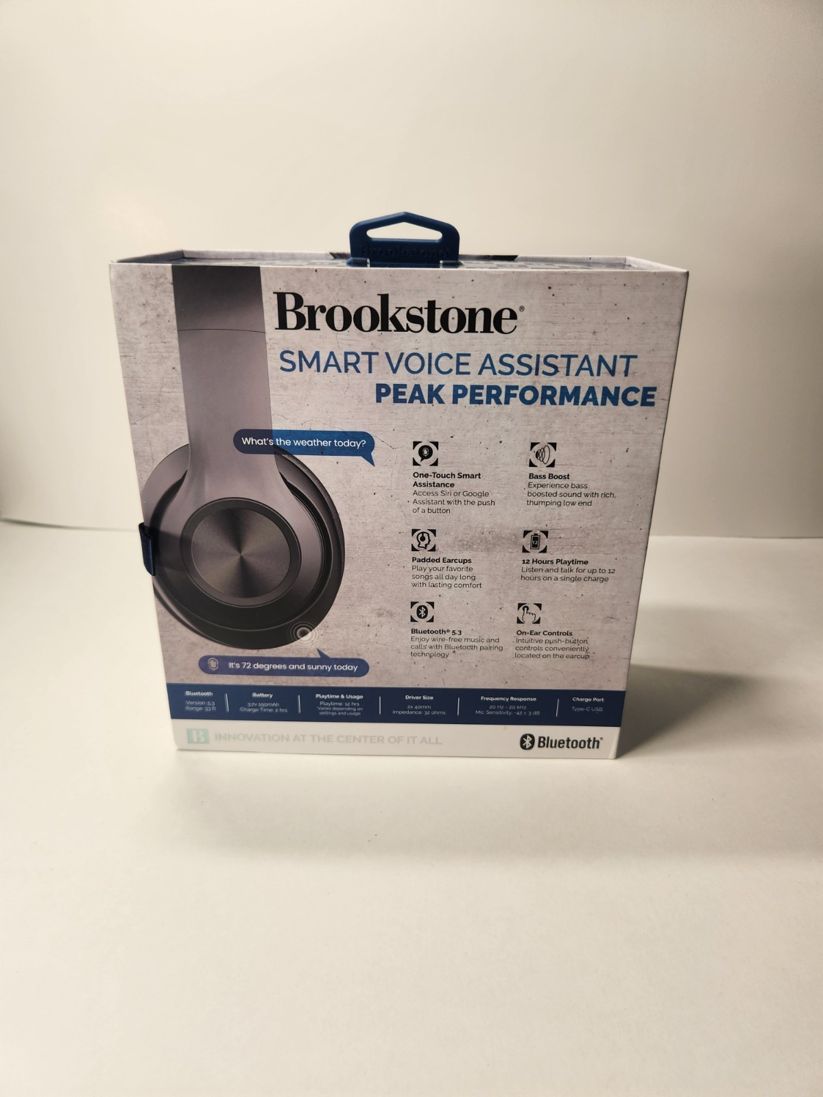 Brookstone Smart Touch Wireless Headphones Voice Assistant Bluetooth 5. ...