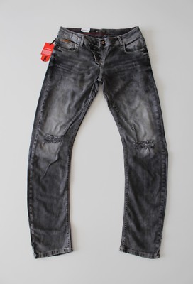 Cipo&Baxx OWD102 Tapered Slim Damen Jeans, Grau, W32/30 L32