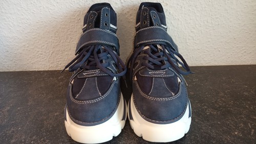 PLATEAUSCHUHE blau weiß Gr. 40 Damen ZUM SCHNÜREN + KLETTBAND Wolkensohle - Bild 3 von 9