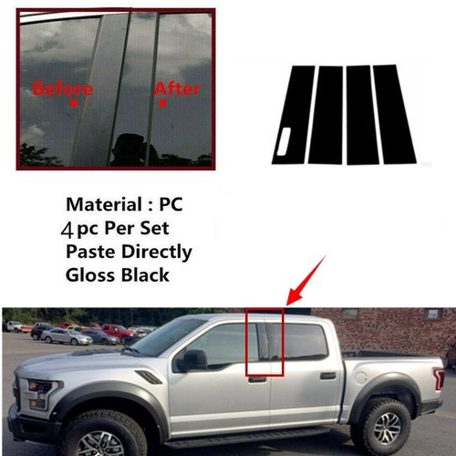 Vehicle Trim Protection Car Door Window Pillar Trim For Ford F150 2004-2014 - 4PC Black PC Plastic Cover Set F150 Exterior Accessories - Foto 5