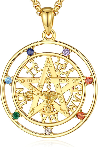 Alternate view of 18k Gold Plated Sterling Silver Pentagram Tetragrammaton Necklace For Women Men