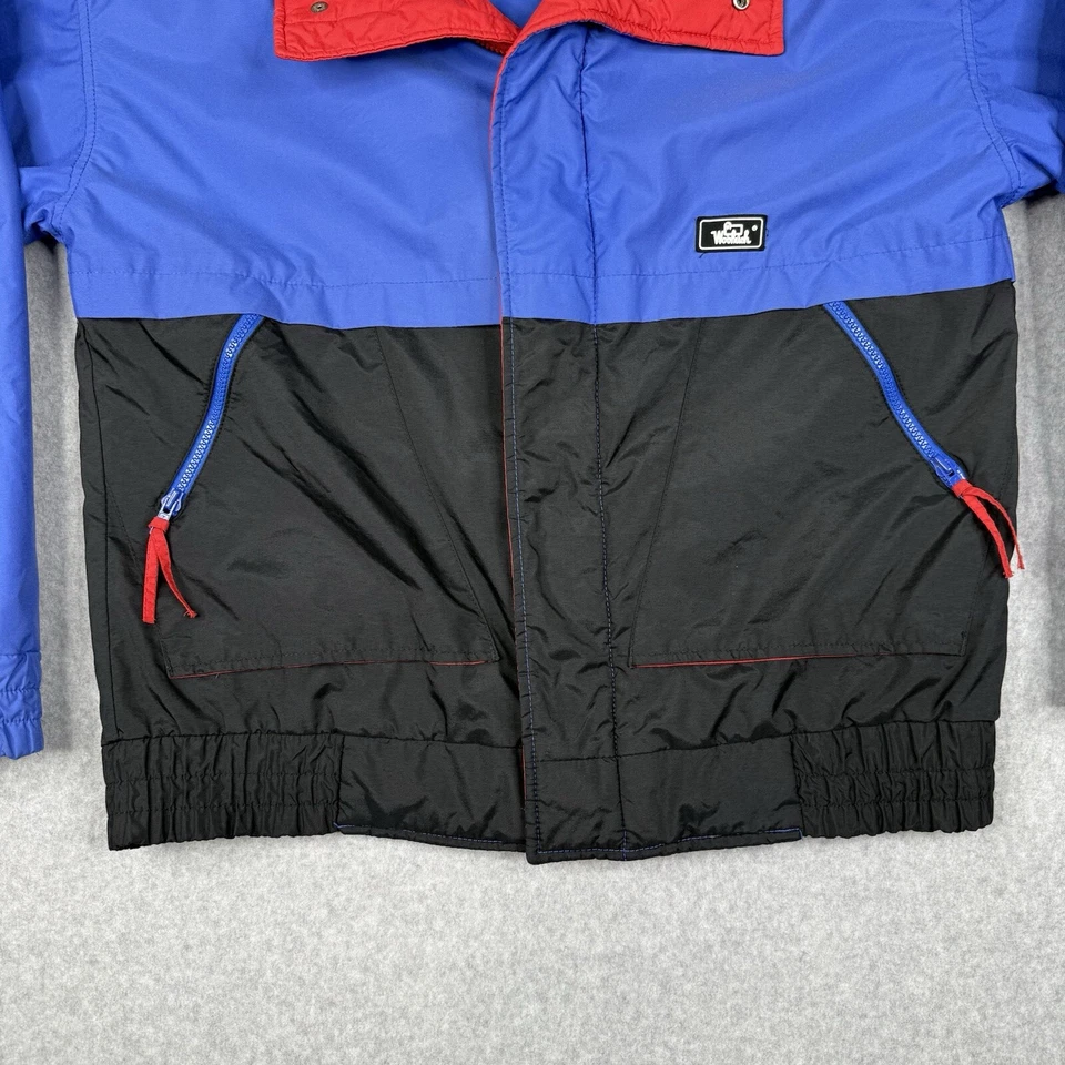 Jaqueta Woolrich Masculina Vintage Média Azul Anos 60 Zíper Completo Quebra-Vento Bolsos com Zíper - Imagem 4 de 4