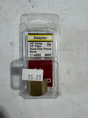 LASCO 17-6695 1/2In Female Fine Thread Flare by 3/8In Compression Brass Adapter