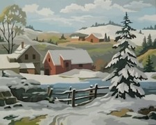 Paint By Numbers Adults kids Snow Winter Country DIY Painting Kit 40x50CM Canvas