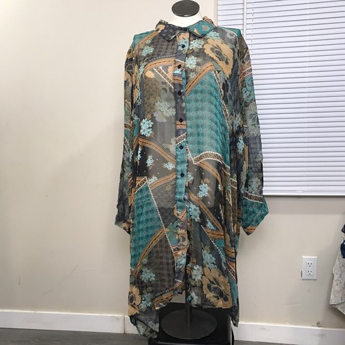 Cardigan spolverino leggero più laterale donna taglia 6X multicolore floreale con bottoni - Foto 5 di 17