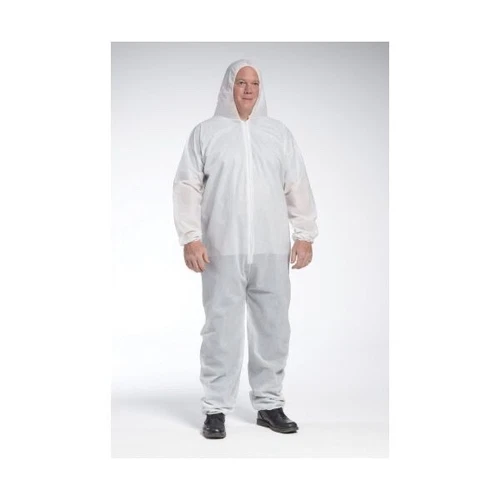 WestChester White PE Laminate Disposable Coverall With Hood Size Large - product listing photo
