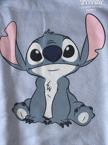 Disney Stitch Pullover Sweatshirt Ohana Sz Med Light Blue - Picture 4 of 6