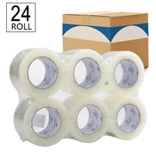 24 Rolls Clear Packing Tape 3 Inch x 110 Yds (330') Carton Sealing Packing Tapes