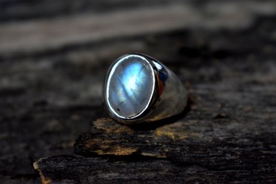 Bague Argent 925 Avec Pierre De Lune - Taille 58 (US 8.5) | Bijou Naturel Et Lumineux