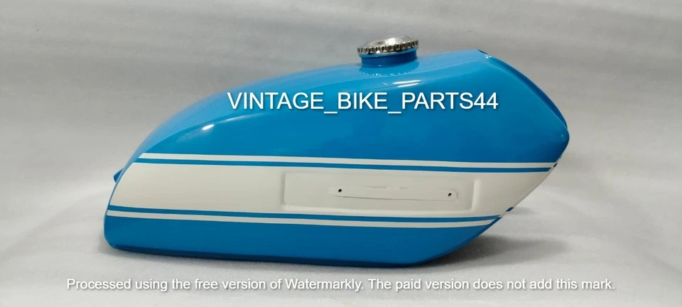 Suzuki TS125cc 1972 - 1974 Aluminum Blue Painted Fuel Petrol Tank with Cap - Image 3 of 4
