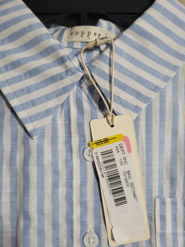 Copper Key Girls Multicolor Stripe Long Sleeve Collared Button-Down Shirt Size M