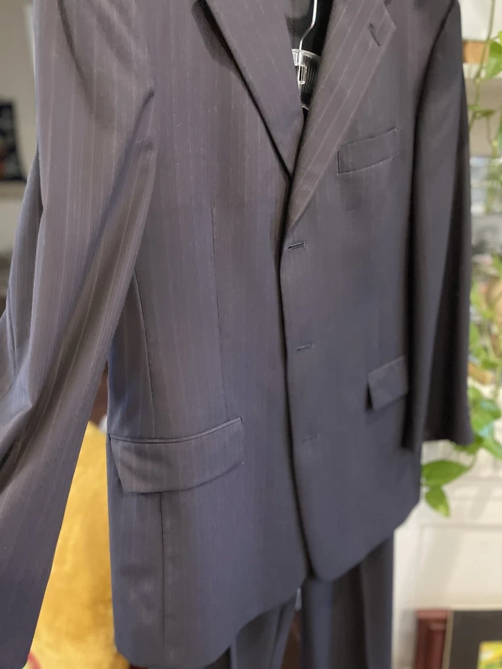 Traje de hombre Ted Baker London para Nordstrom lana negro a rayas 43R chaqueta 36/32 Foto 2 de 4