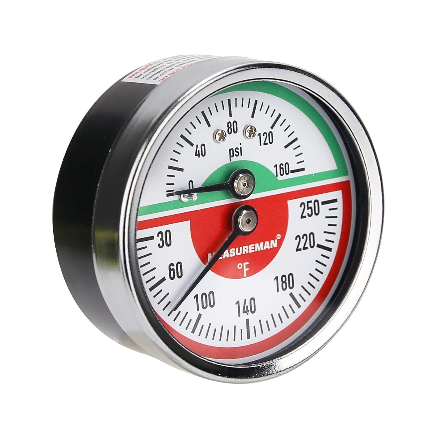 MEASUREMAN Tridicator, Thermo-Manometer Pressure Gauge, Back Mount-Dry 