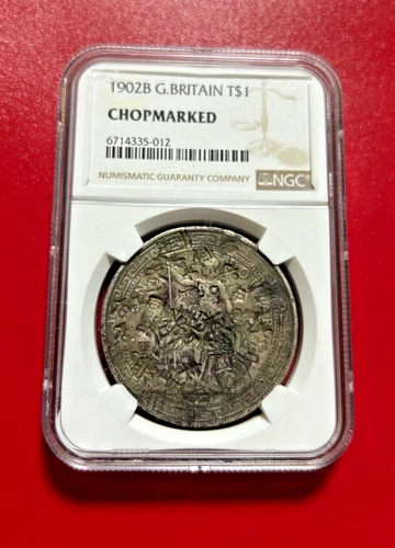 1902B GREAT BRITAIN SILVER TRADE DOLLAR NGC GENUINE CHOPMARKED