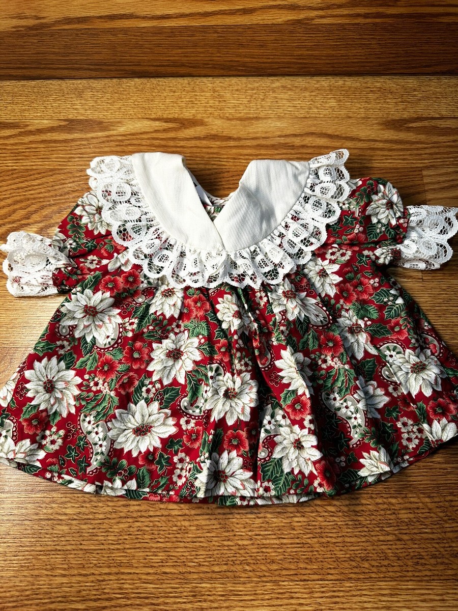 Vintage Baby Girl Dress Thomas Brand Xmas Themed Laces Sz 3Mnths