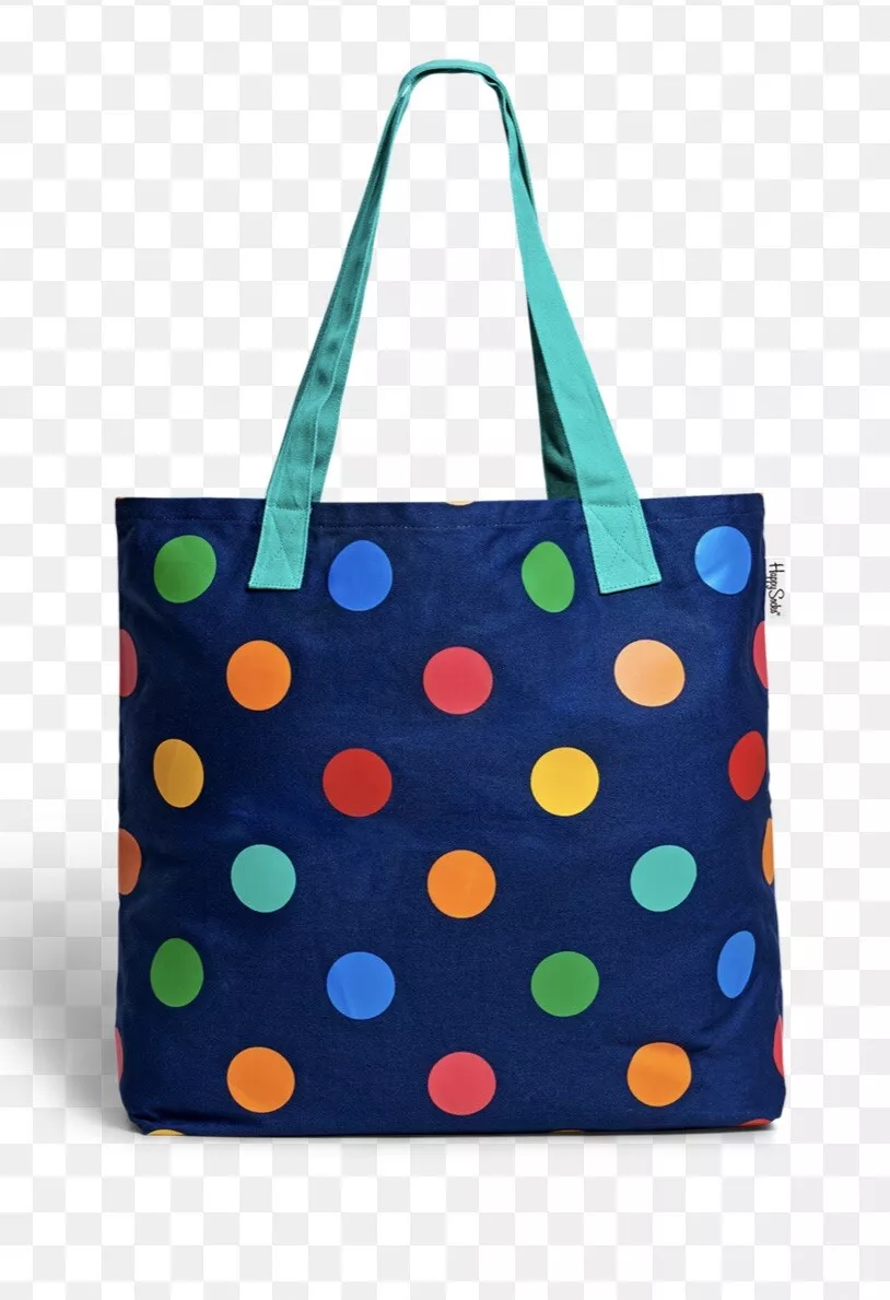 NEW Happy Socks Extra Large Beach Tote Bag in Colorful Polka Dot