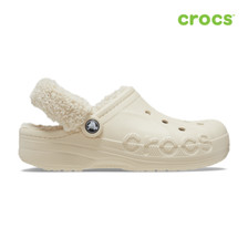 NEW CROCS Baya Lined Fuzz-Strap Clog 206633-11S Winter White Beige UNISEX SIZE